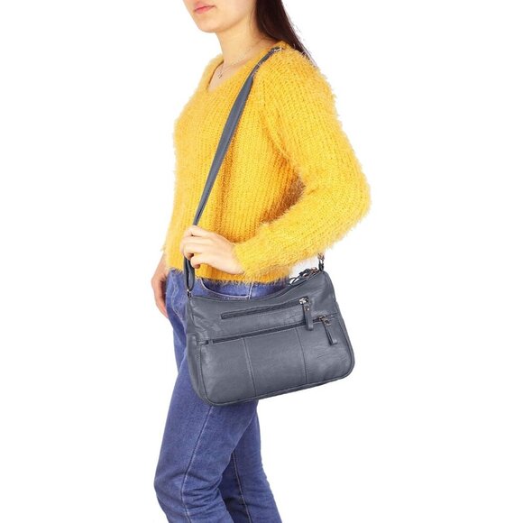 🆕 Volganik Rock PU Leather Shoulder Bag Women Grey Soft Pocketbooks Purse - Picture 2 of 7